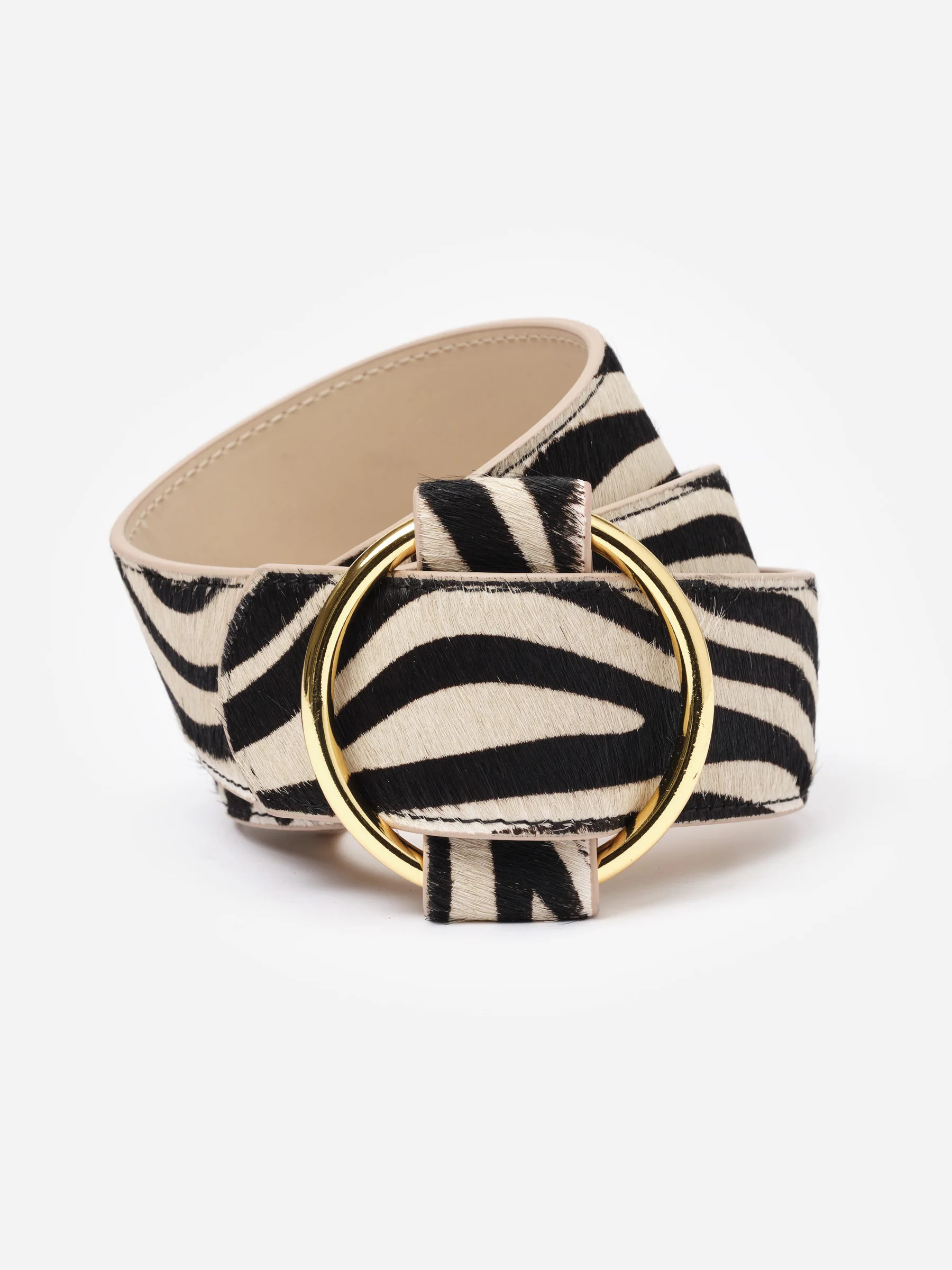 Black/Off_White Zebra Stripes Amelia Pony Hair Belt | Women's Belts | J.McLaughlin | J.McLaughlin