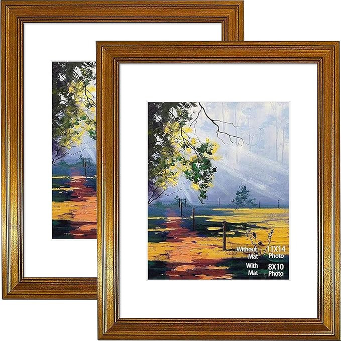 Golden State Art, 11x14 Dark Gold, Wall Hang Photo Frame. Includes White Mat for 8x10 Picture & R... | Amazon (US)
