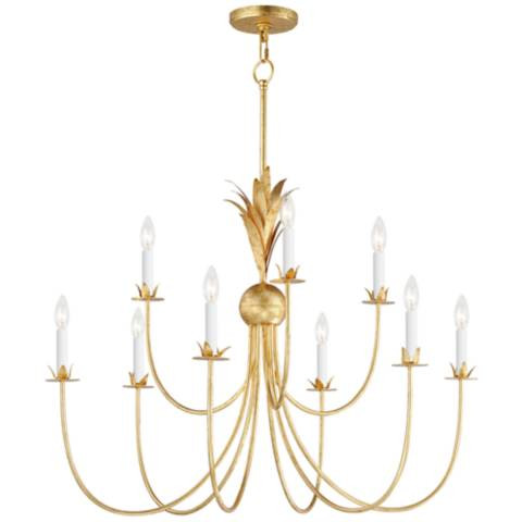 Maxim Paloma 36" Wide Gold Leaf 9-Light Chandelier - #476J9 | Lamps Plus | Lamps Plus