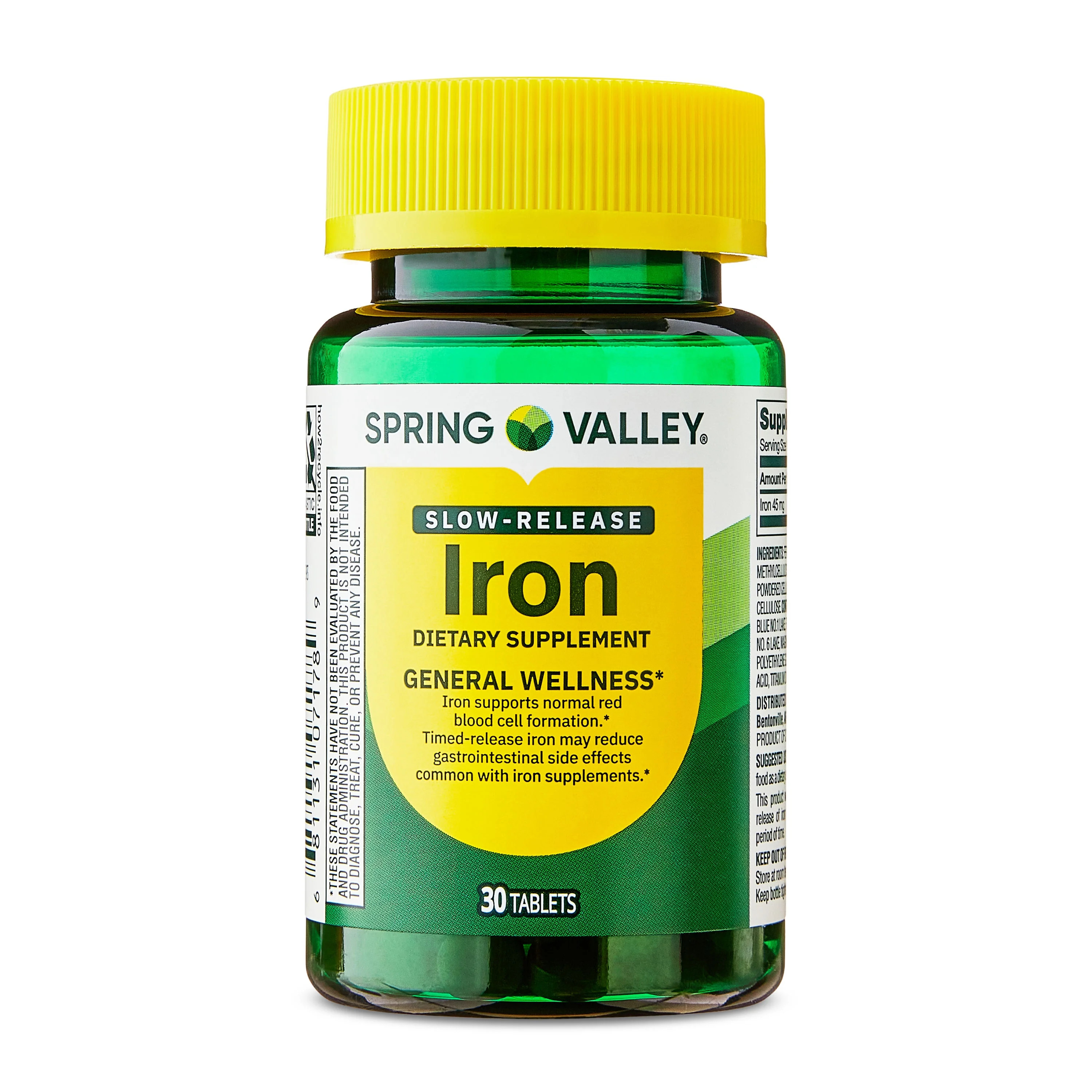 Spring Valley Slow Release Iron General Health & Wellness Dietary Supplement Tablets, 45 mg, 30 C... | Walmart (US)