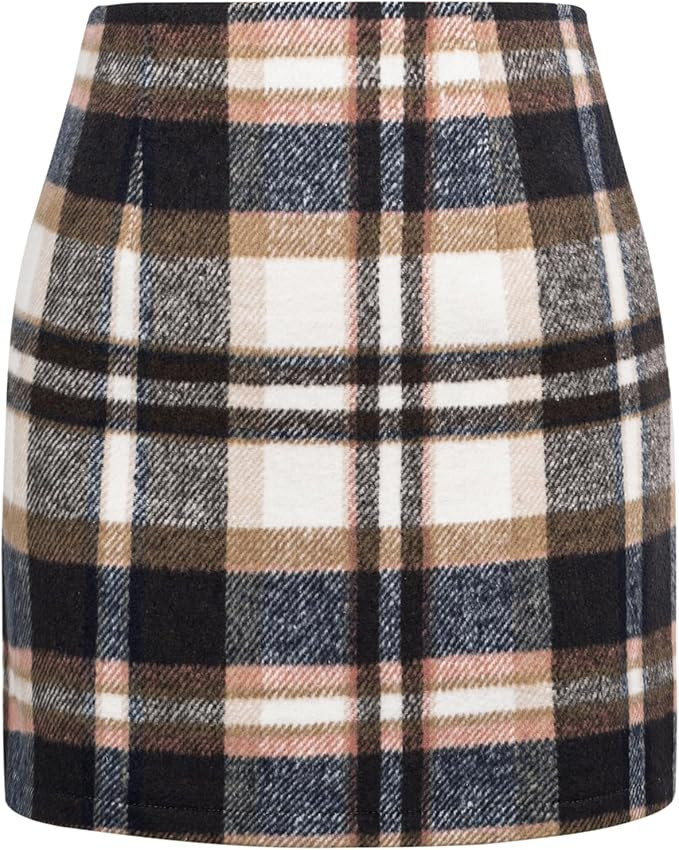 Kate Kasin 2024 Plaid Pencil Skirts for Women High Waisted Casual Stretch Bodycon Mini Skirt | Amazon (US)