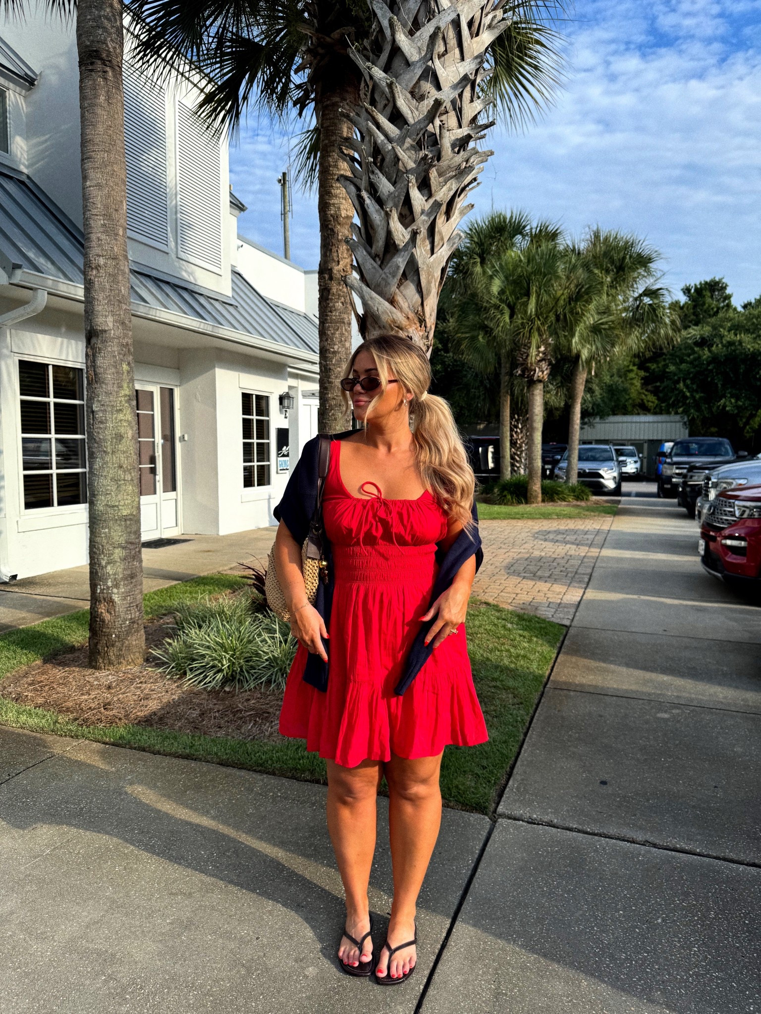 4th of July fit!! Easy dress also comes in other color ways 🤍 I’m wearing a large & an XL in the flag sweater! 