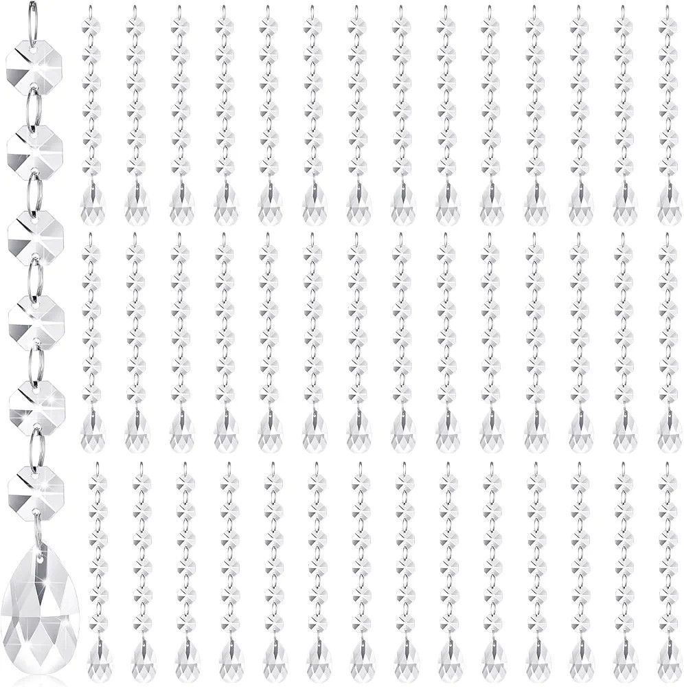 Nuenen 100 Pcs Christmas Hanging Crystals for Centerpieces Chandelier Clear Crystal Garland Stran... | Amazon (US)