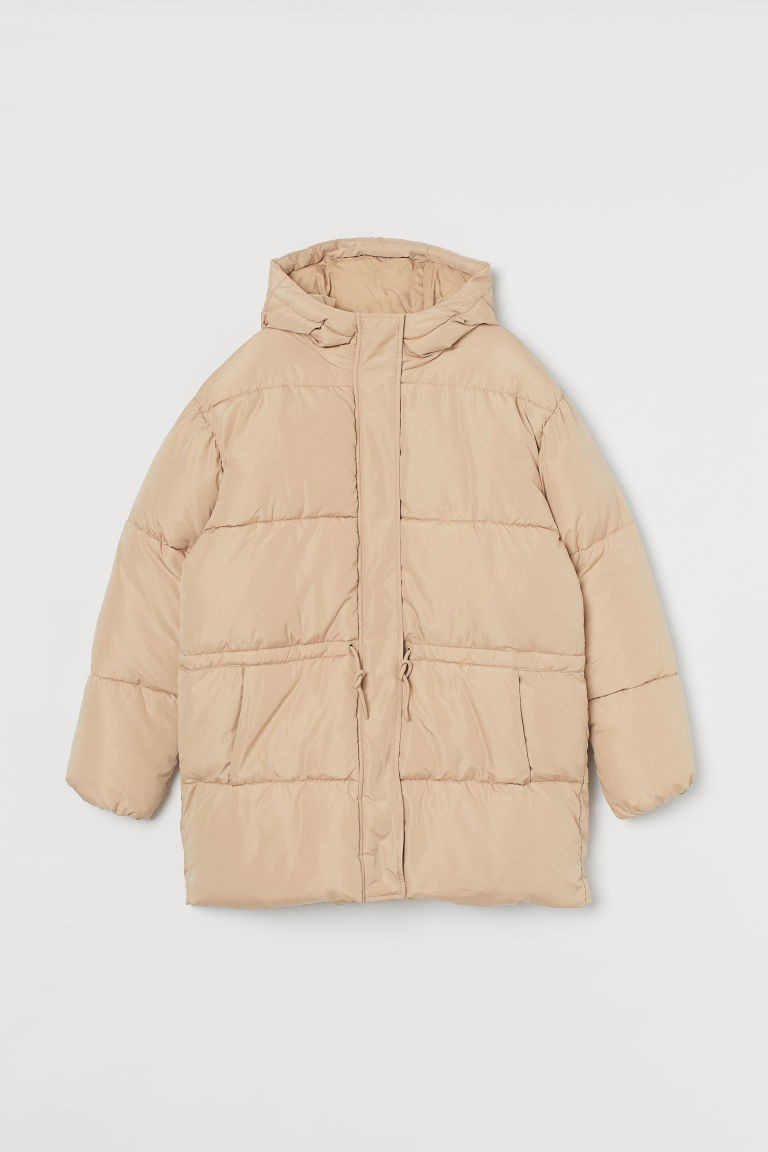 H & M - Drawstring-waist Puffer Jacket - Beige | H&M (US + CA)