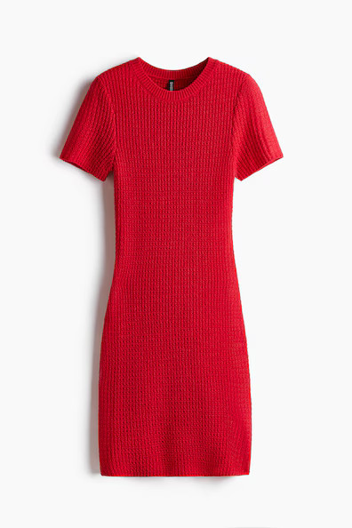 H & M - Knit Bodycon Dress - Red | H&M (US + CA)