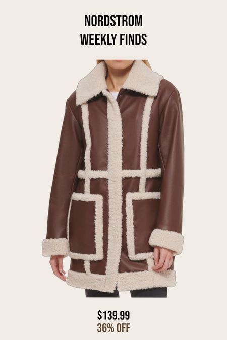 Levi brown faux leather jacket with Sherpa detail and collar 

#LTKstyletip #LTKsalealert