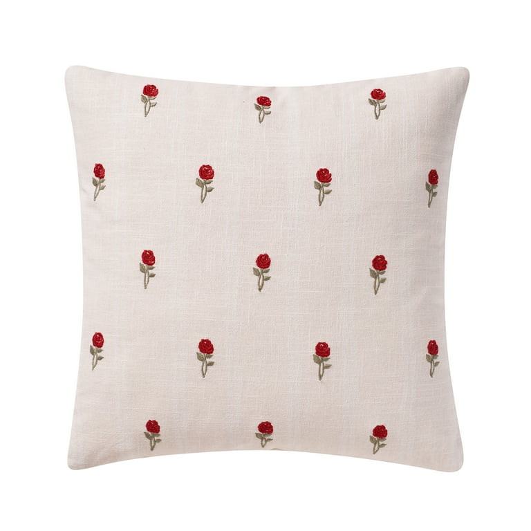 My Texas House 18" x 18" Pink Rose Cotton Decorative Pillow Cover | Walmart (US)