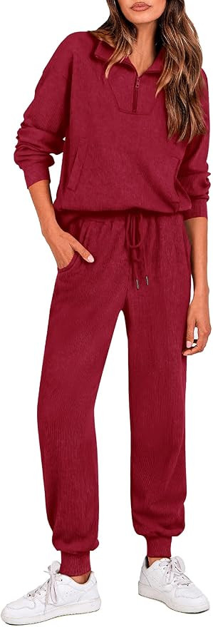 BTFBM Women's Two Piece Tracksuit Long Sleeve Half Zip Sweatshirt Long Pants Fall Outfits Jogger ... | Amazon (US)