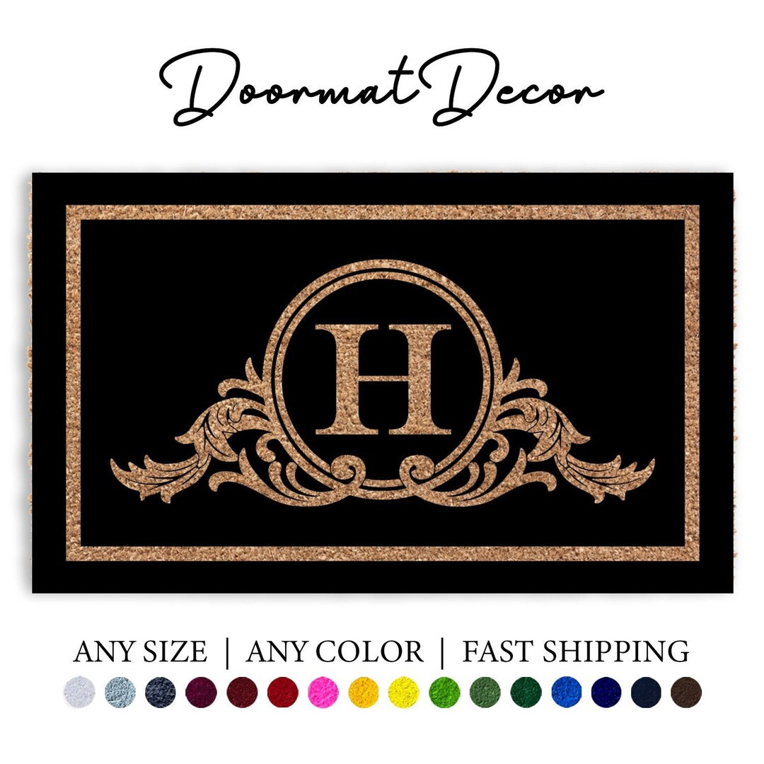 Full Color Personalized Doormat Border Monogram Initial Coir - Etsy | Etsy (US)