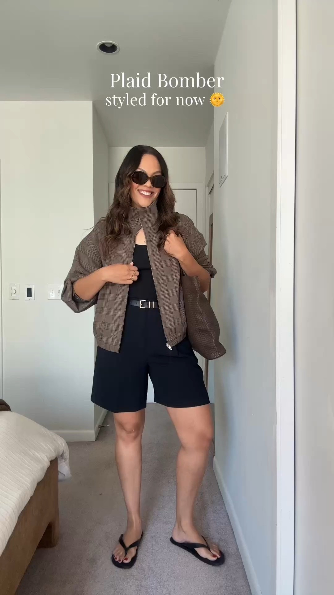 Item styled now for summer, and styled later for fall!

Plaid Bomber Jacket:
-@Aritzia plaid bomber jacket with funnel neck, I have a size medium.
Summer:
-Aritzia black tailored shorts, I have a size 10.
-Banana Republic black tank top, I have a size medium.
-Zara black flip flops. 
-@abercrombie black belt. 
-Quince brown woven tote bag.
Fall:
-Aritzia brown barrel trousers, I have a size 10.
-Demellier London brown suede tote bag.
-Gold sling back kitten heels, similar option linked.

Satin Shorts:
-Aritzia brown long satin shorts, I have a size 10.
Summer:
-Reformation black button up top, I have a size medium. @Reformation 
-Black heeled sandals, similar linked. 
Fall:
-Revolve snake-print jacket, similar linked.
-Cream mock-neck top, similar linked.
-Brown kitten heels. 

Silk Skirt:
-Aritzia plaid knee length silk skirt, I have a size medium. Similar option also linked.
Summer:
-Aritzia butter yellow lace-trimmed cami, I have a size medium. 
-Coach suede tote bag.
Fall:
-Poppy Barley black knee-high pointed leather boots. 
-Abercrombie black tank top, I have a size medium.
-Aritzia black oversized blazer, I have a size 10.
-Demellier London black handbag.

Linen Pants:
-Aritzia black wide leg linen pants, I have a size large.
Summer:
-Marni zebra print straw bag. 
-Aritzia white linen tube top, I have a size 10.
Fall:
-Quince beige cardigan, I have a size medium. @Quince

#LTKfall #LTKsummer #LTKstyletip