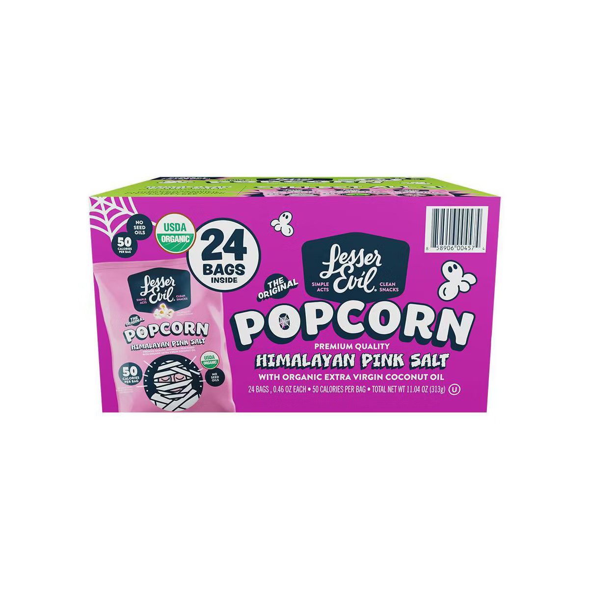 LesserEvil Halloween Himalayan Pink Salt Organic Popcorn - 11.04oz/24ct | Target
