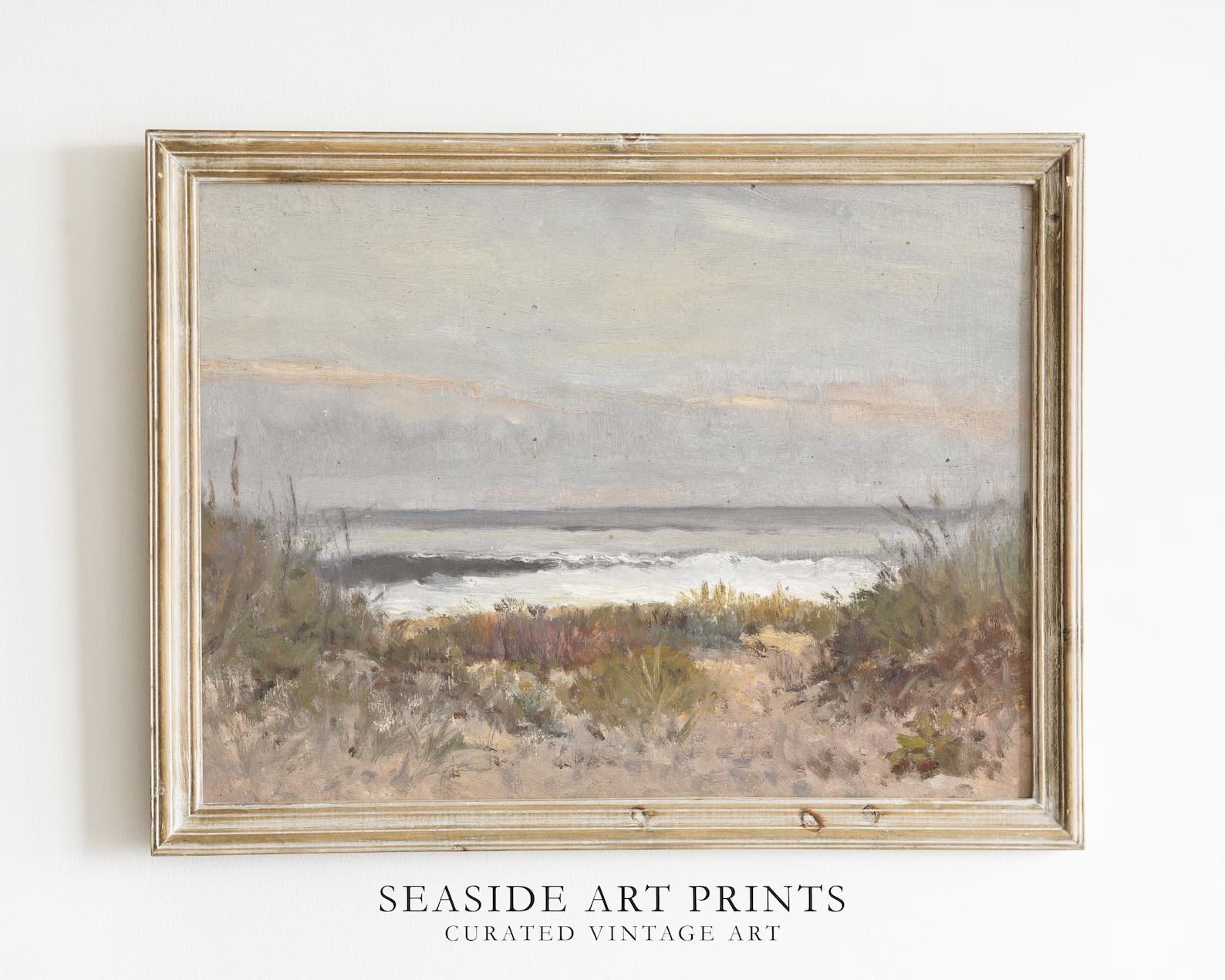 Moody Seaside Art Print Vintage Beach Oil Painting, Soft Tones Seascape Print, Nautical Wall Art,... | Etsy (US)