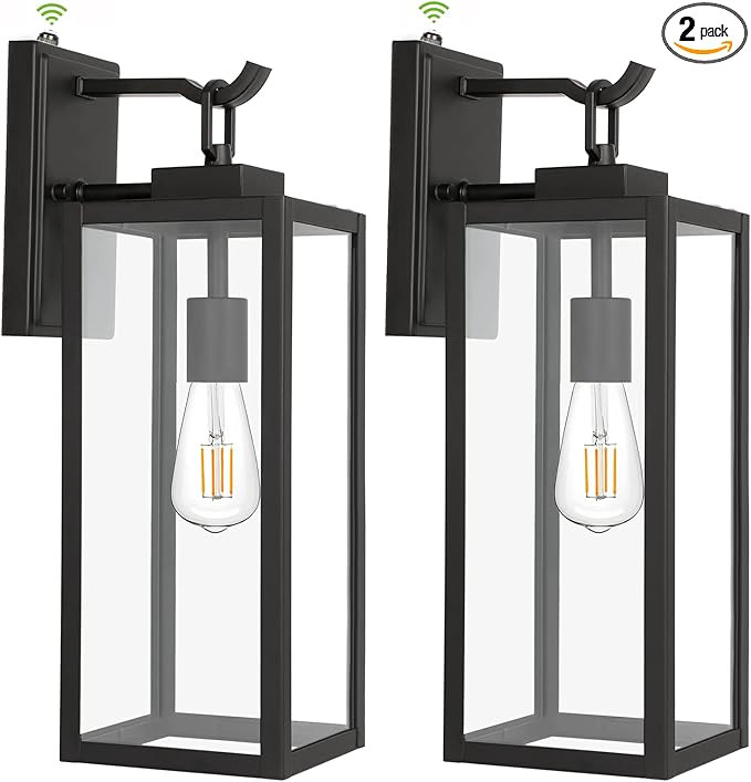 hykolity Large Size Dusk to Dawn Outdoor Wall Lanterns, 18 Inch Matte Black Porch Lights, Exterio... | Amazon (US)