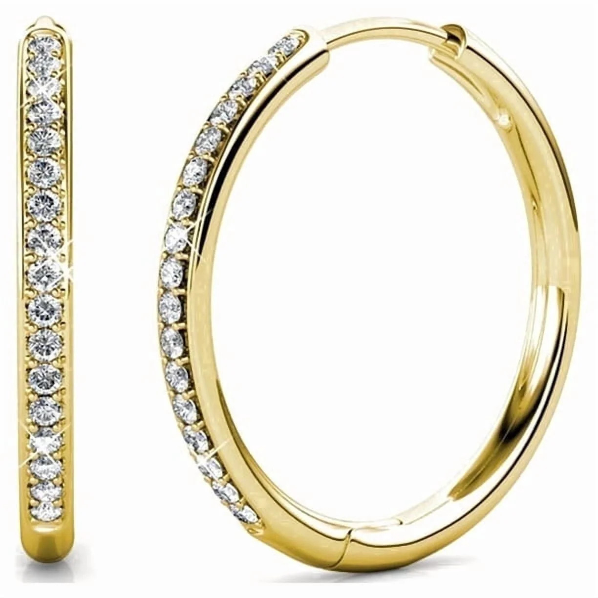 Cate & Chloe Bianca 18k Yellow Gold Plated 25mm Hoop Earrings with Swarovski Crystals for Women -... | Walmart (US)