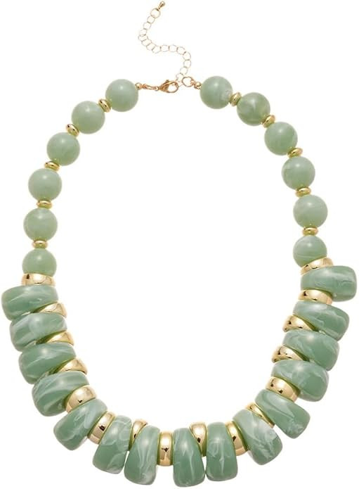 Kokoma Resin Acrylic Beaded Necklace for Women Circle Round Ball Beads Link Chain Adjustable Stat... | Amazon (US)