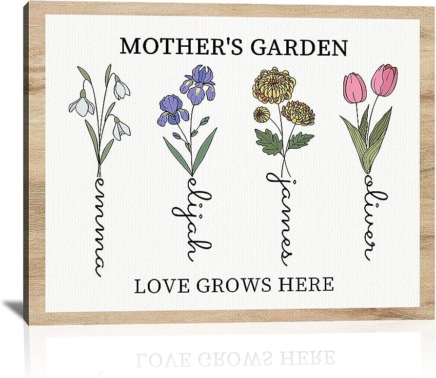 Bohva Mothers Day Unique Gifts for Mom, Customized Birth Month Flower Mothers Garden, Custom Canv... | Amazon (US)