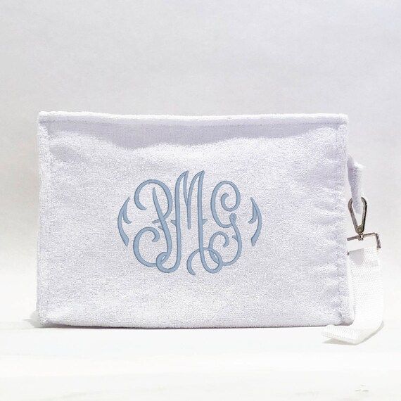 Monogrammed Cosmetic Bag, White Terry | Etsy (US)