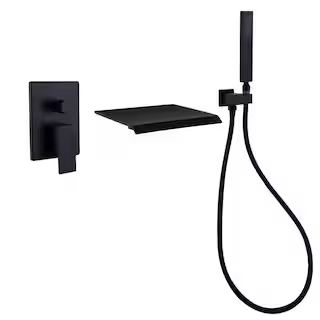 Single-Handle Wall Mount Roman Tub Faucet with Hand Shower and Waterfall Spout in Matte Black (Va... | The Home Depot