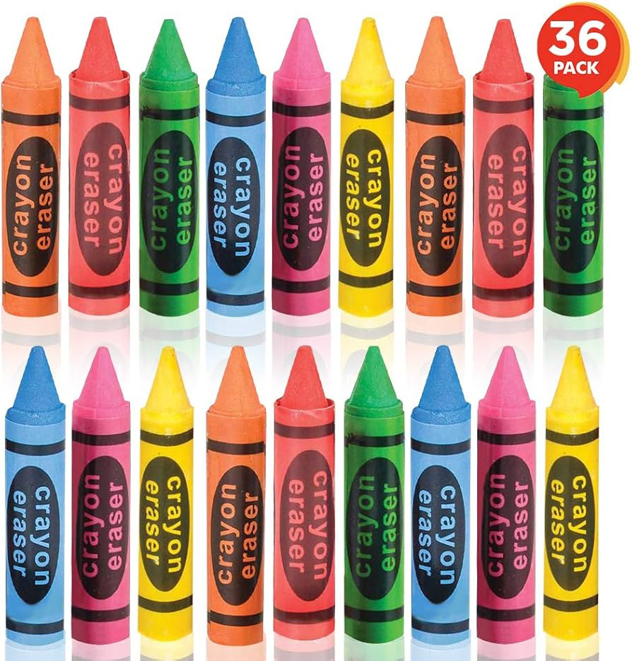 ArtCreativity 2.5 Inch Crayon Erasers for Kids - Mini Erasers Bulk Set of 36 - Durable Pencil Rub... | Amazon (US)