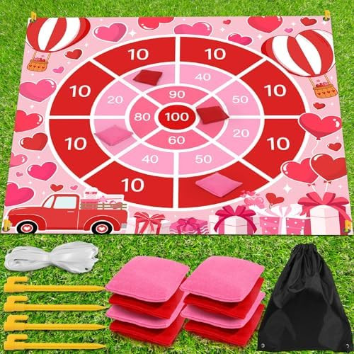 Valentine's Day Bean Bag Toss Game Valentines Theme Outdoor Lawn Yard Games 4.9ft Giant Festival ... | Amazon (US)