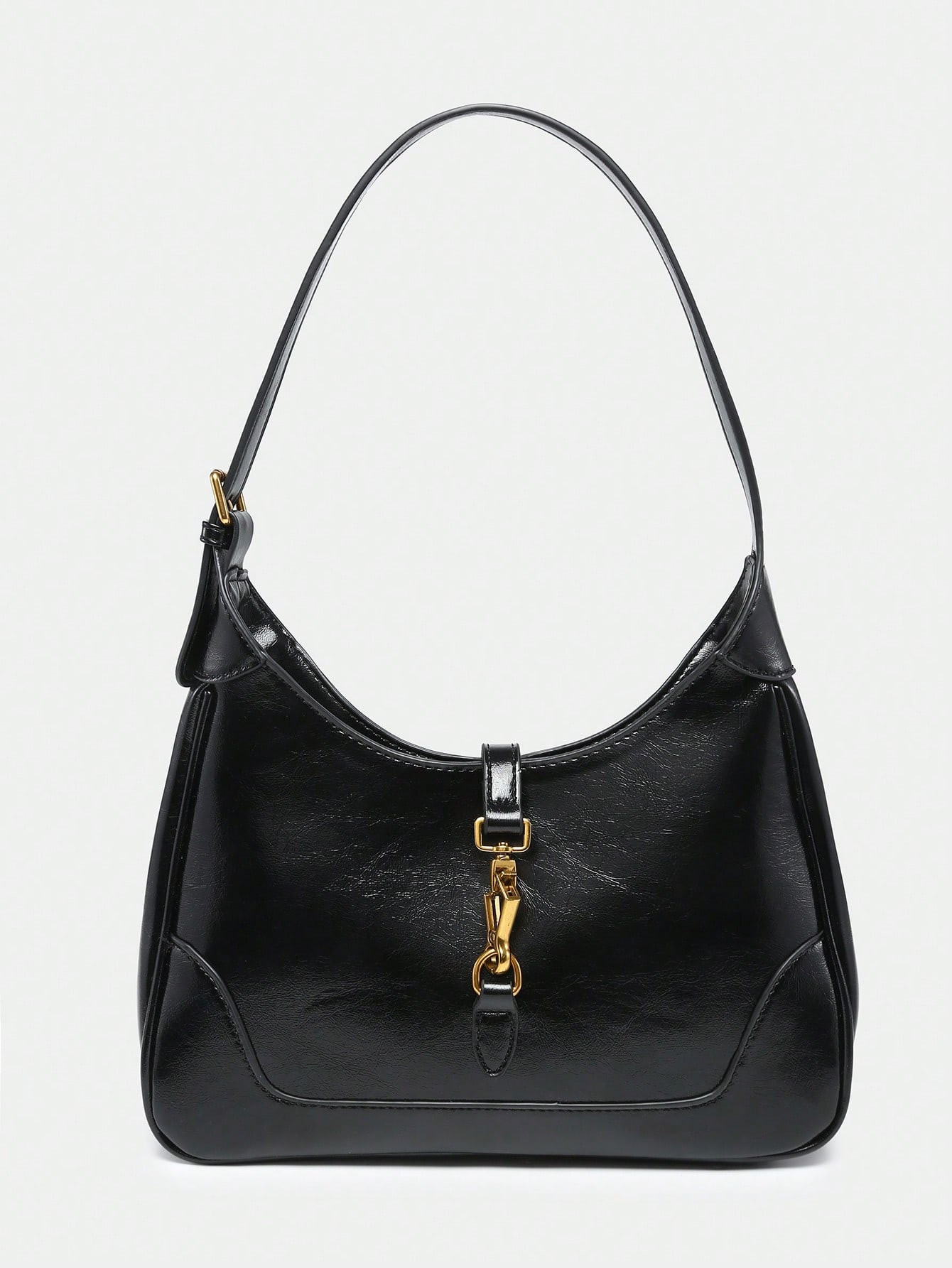 1pc Retro And Simple Clasp Designed Crescent Shoulder Bag With Adjustable Strap, Ideal For Dating... | SHEIN
