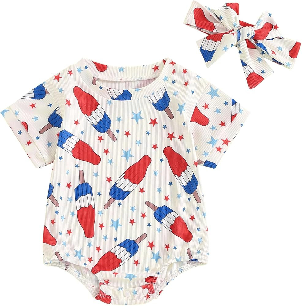 FYBITBO Newborn Infant Baby Girls Clothes Summer Short Sleeve Rompers Bubble Bodysuit Cute Outfit... | Amazon (US)