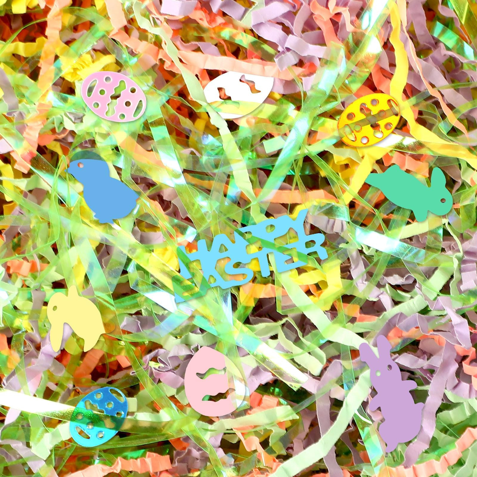 Jansun Easter Grass Crinkle Cut Paper, 115g/4oz Easter Iridescent Shred Paper Filler with Easter ... | Amazon (US)