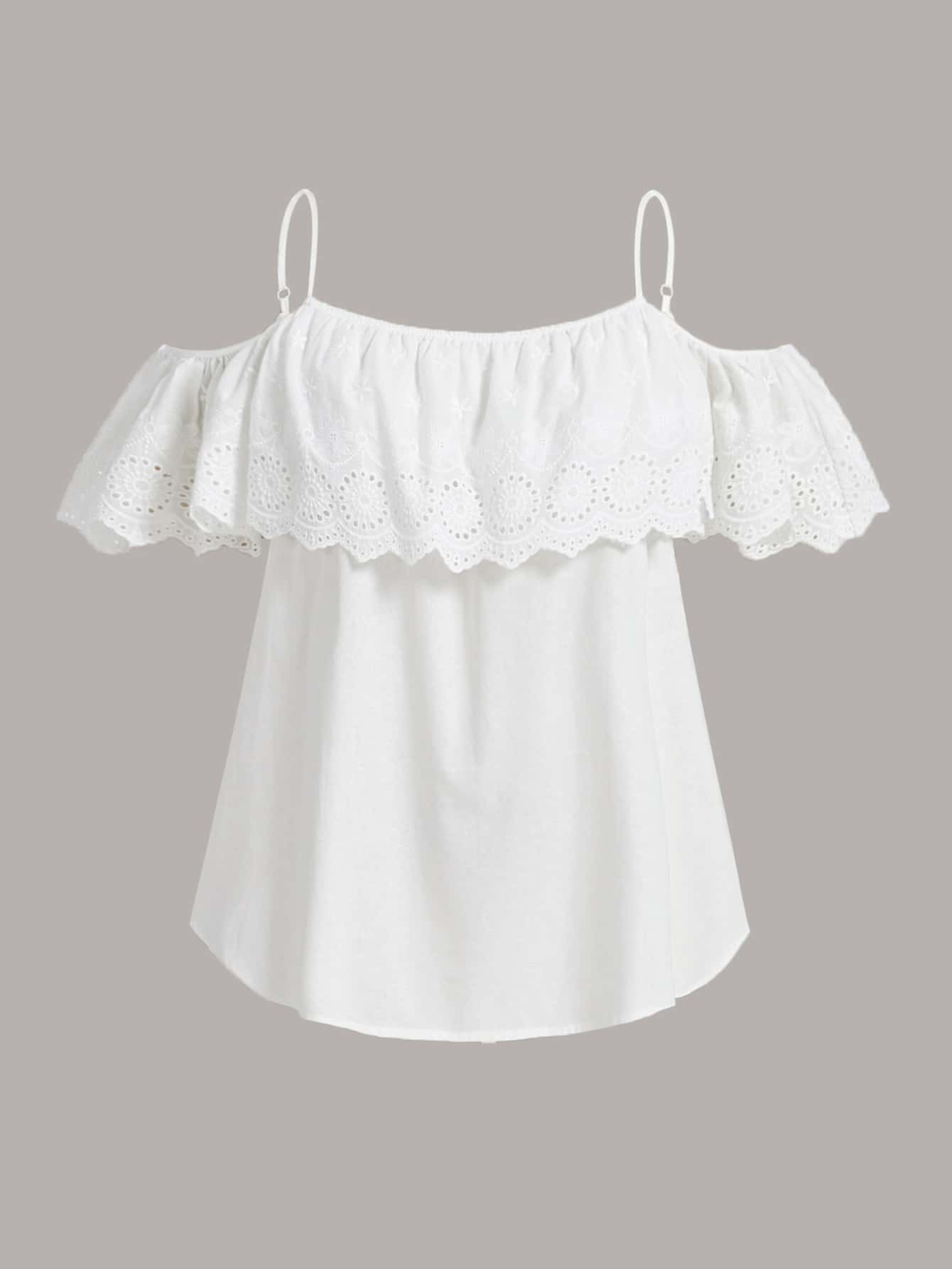 SHEIN Plus Cold Shoulder Schiffy Blouse | SHEIN