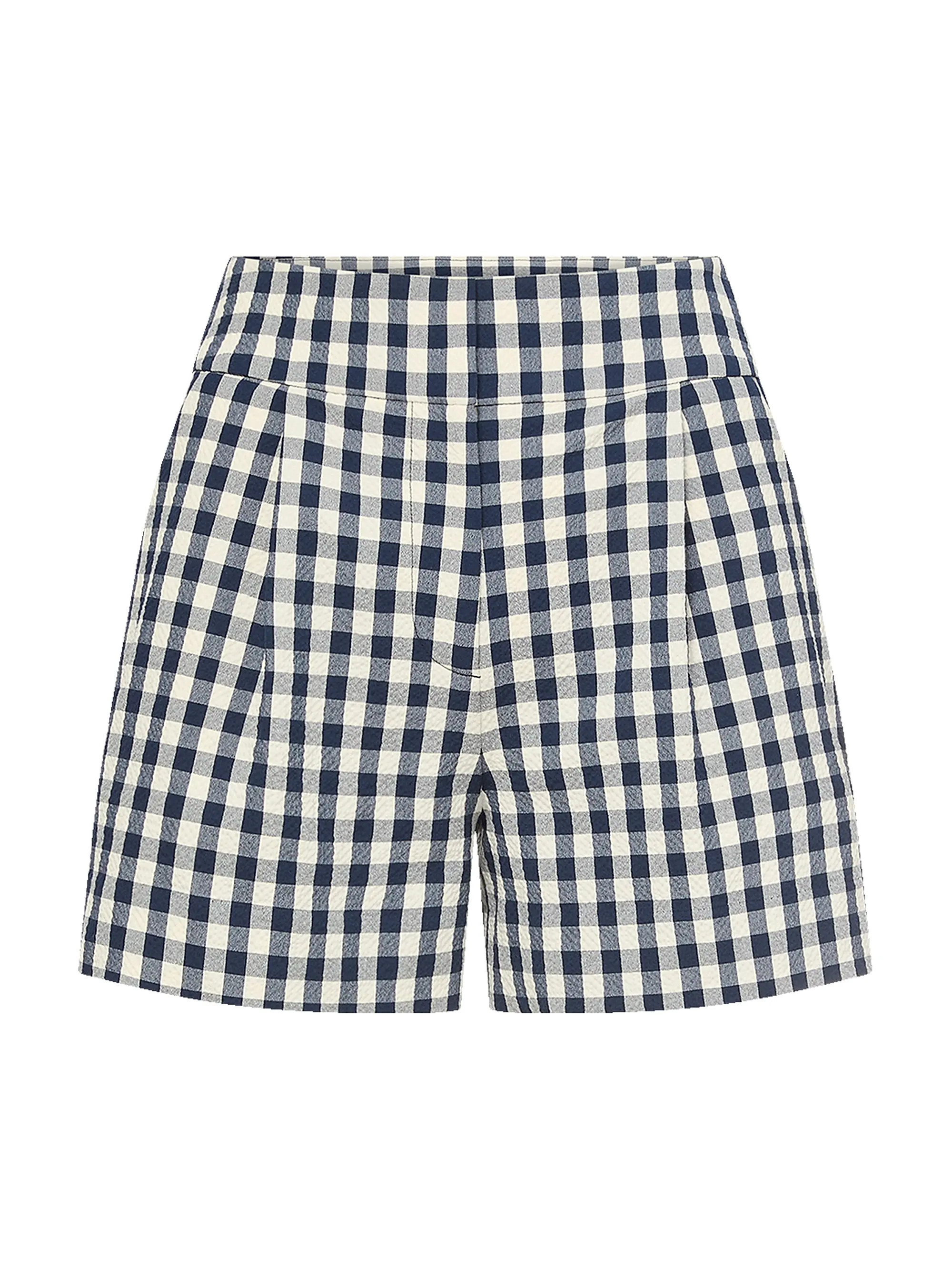 Haina Gingham Stretch-Cotton High-Rise Shorts | Saks Fifth Avenue