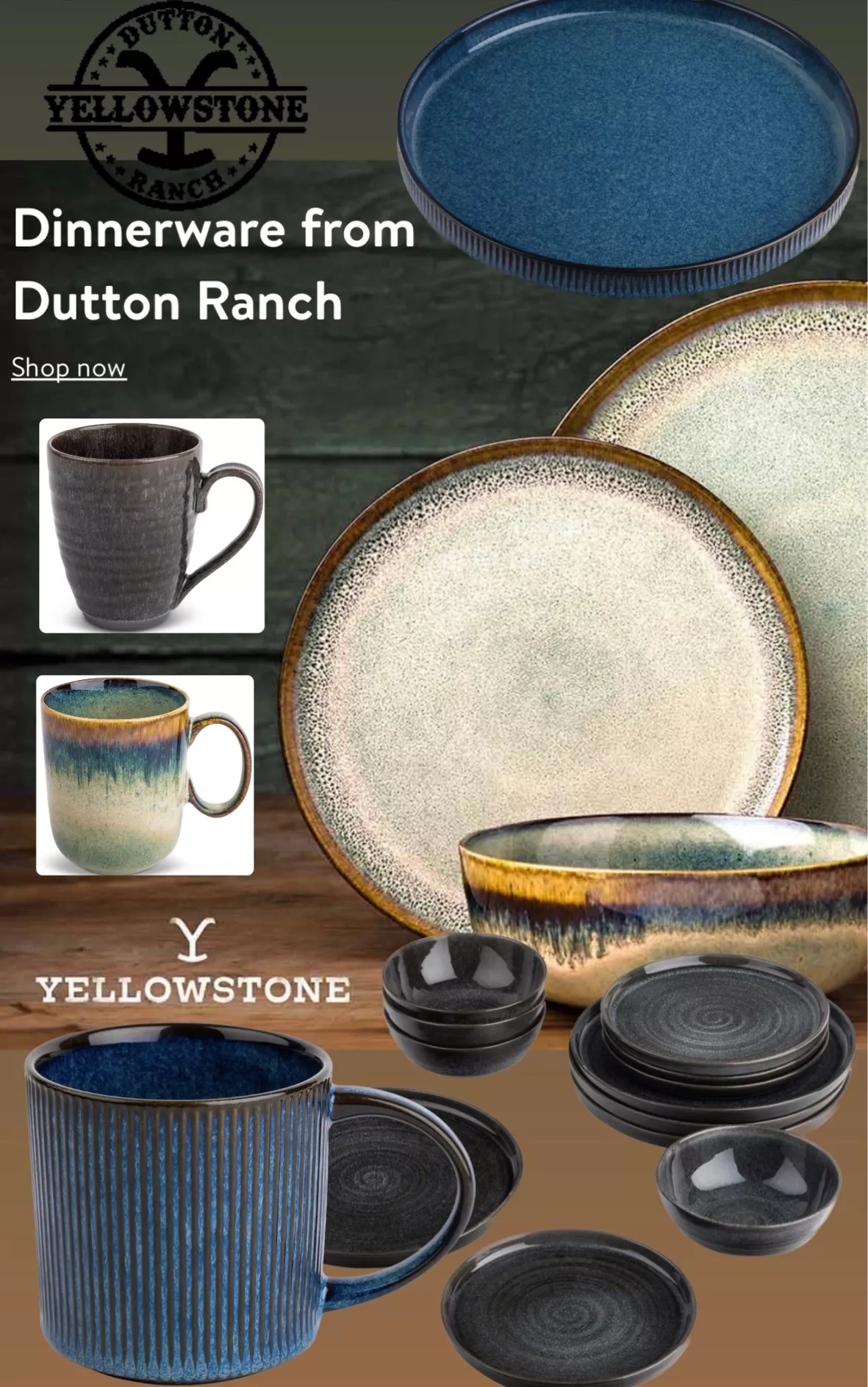 Yellowstone Ceramic Round Dinner Plate, Kayce Collection 