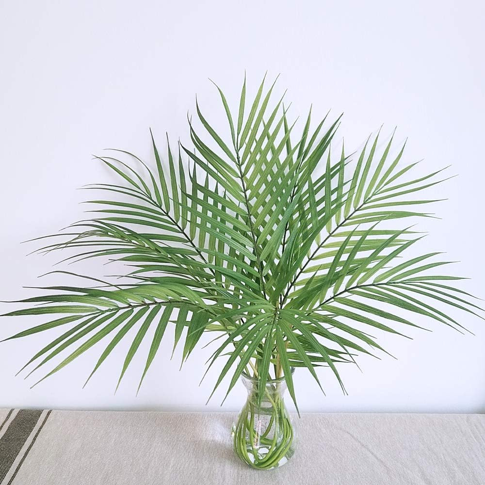 8 Pcs Artificial Areca Palm Leaves Stems Greenery Tropical Palm Tree Leaves Plants Faux Monstera ... | Amazon (US)