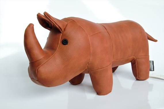 Leather Rhino Footstool Stuffed Animal, Leather Rhinoceros Door Stopper,Leather Rhino Toys,Handma... | Etsy (US)