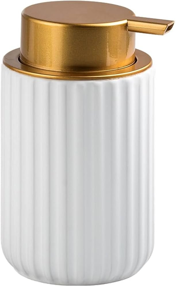 YYW Ceramic Foaming Soap Dispenser,Classical Striped Soap Pump Dispenser, Light Luxury Soap Dispe... | Amazon (US)