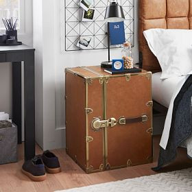 Faux Leather Bedside Dorm Trunk (18") | Pottery Barn Teen