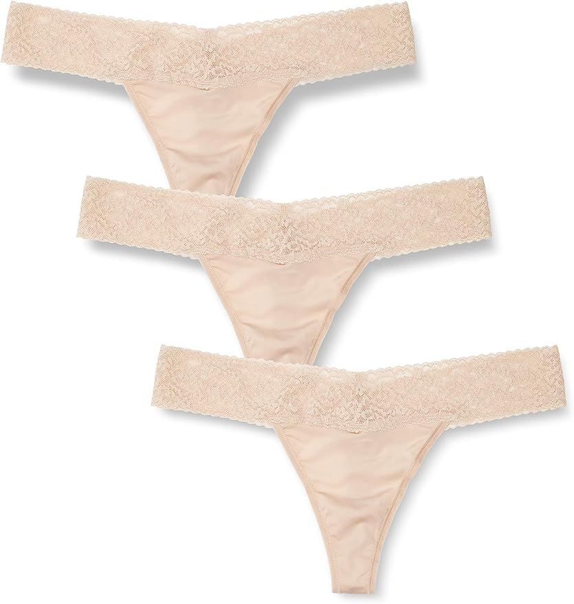 Iris & Lilly Women's Microfiber and Lace Thong, Pack of 3 | Amazon (UK)