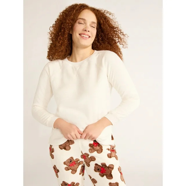 Joyspun Women's Plush Sleep Top with Long Sleeves, Sizes XS-3X | Walmart (US)