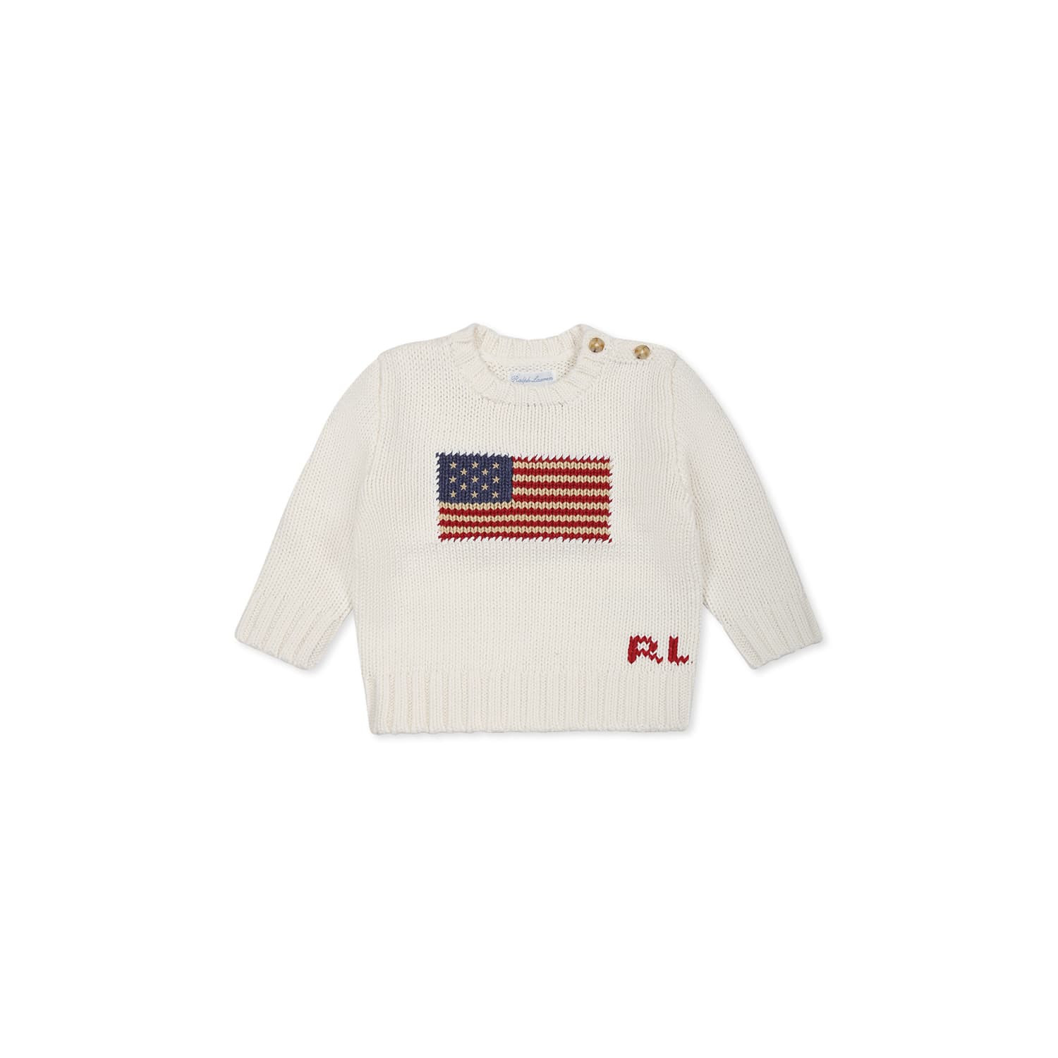 Ralph Lauren Ivory Sweater For Baby Boy With Flag | Italist.com US