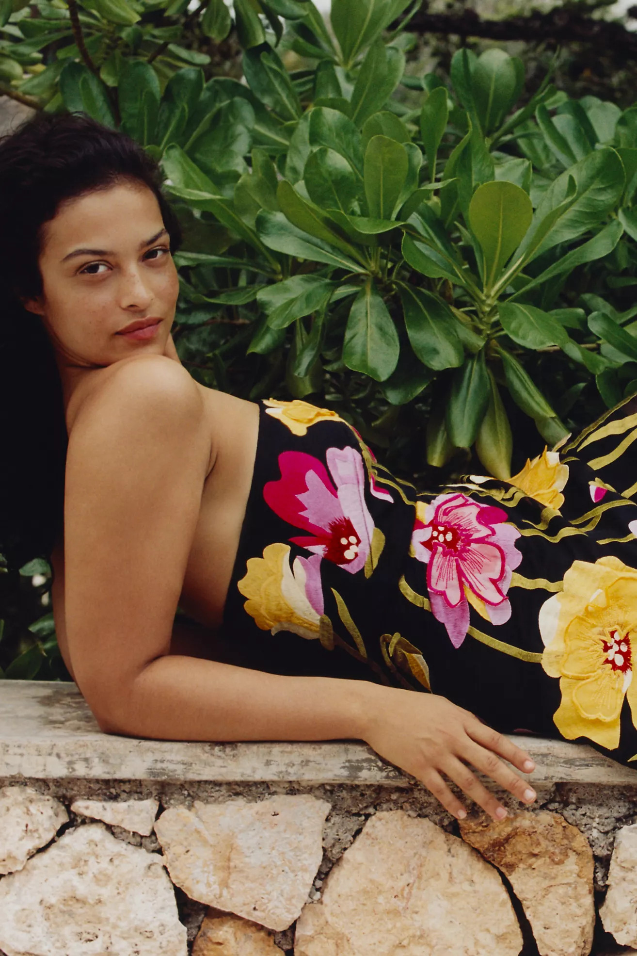 By Anthropologie Strapless Floral Organza Mini Dress | Anthropologie (US)