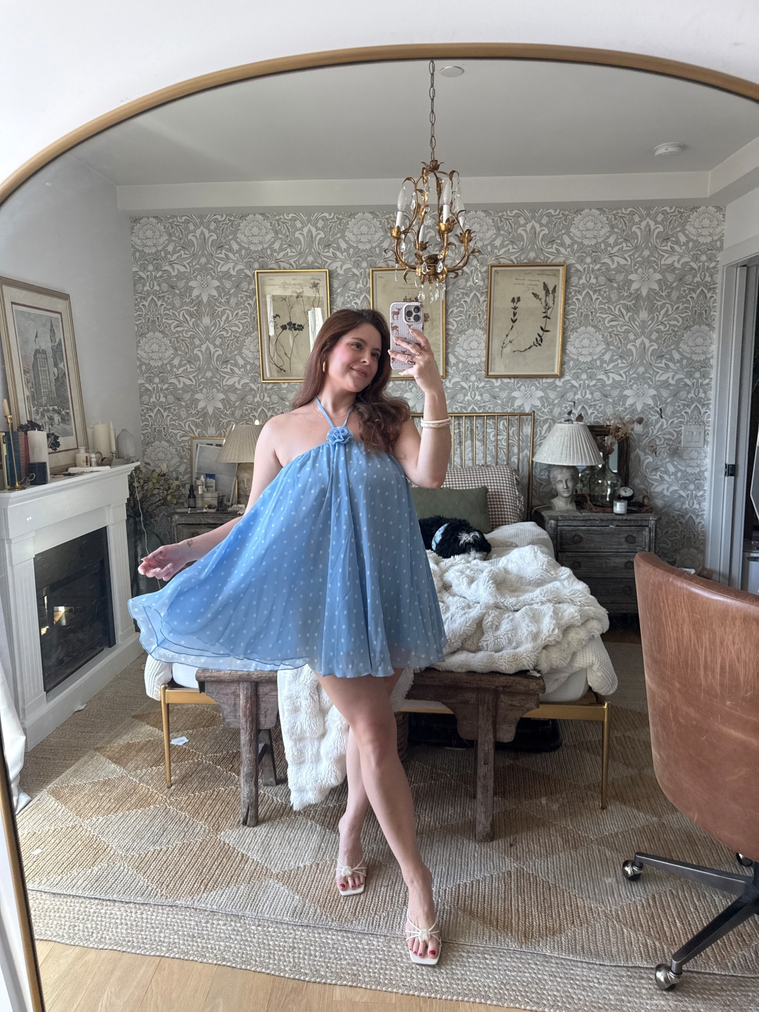 Blue polka dot halter mini dress size L/XL @ohpolly 

#LTKootd #LTKgrwm #LTKMidsize