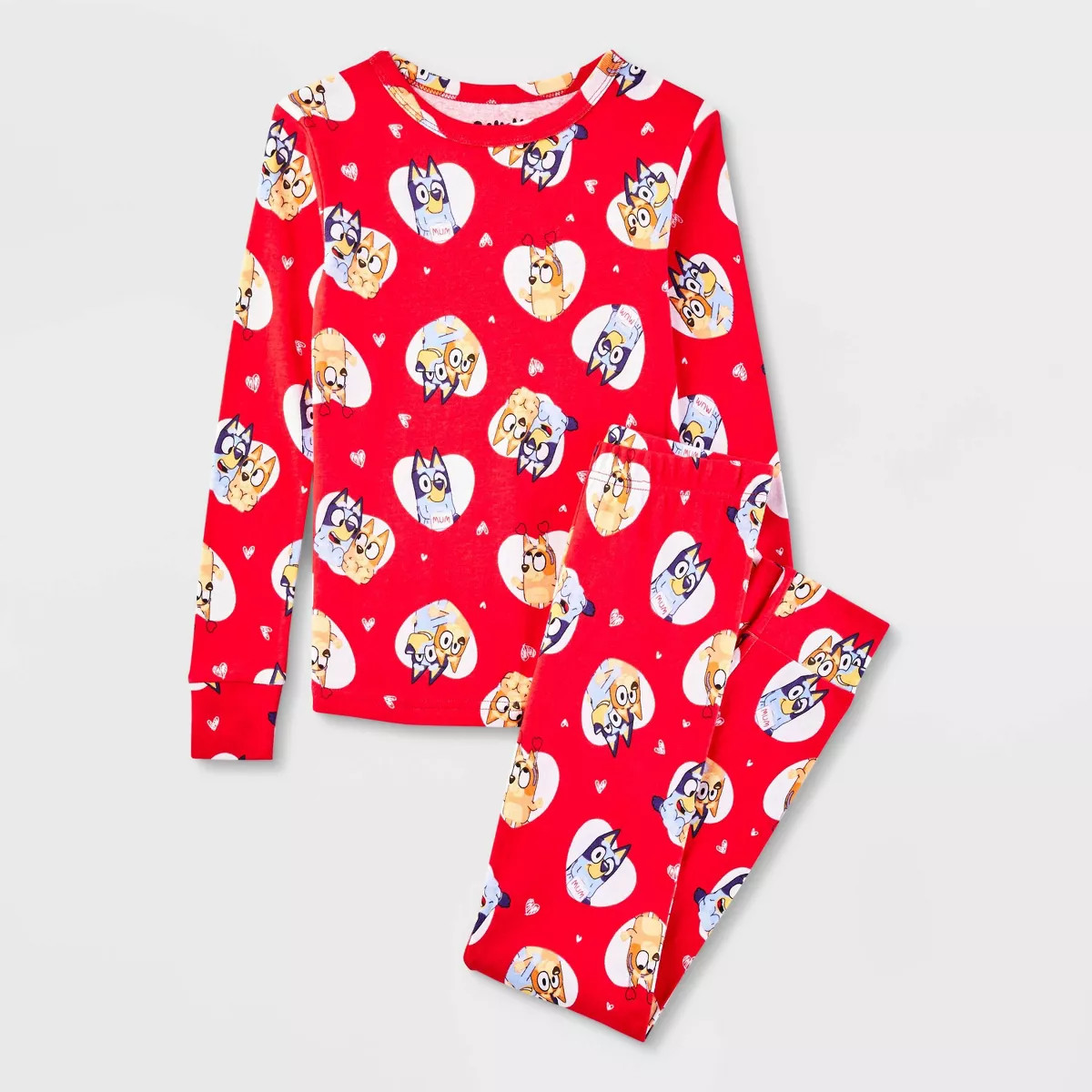 Kids' Bluey Valentine's Day 2pc Long Sleeve Pajama Set - Red | Target