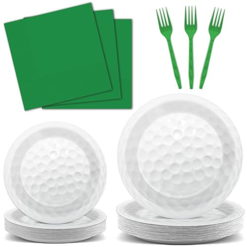 Qyeahkj 100 Pcs Golf Party Supplies Plates and Napkins Set Golf Birthday Party Decorations Paper Tableware Dinnerware Kit Disposable Sports Golf Ball Themed Party Decor Favors for Kids Serves 25 | Amazon (US)