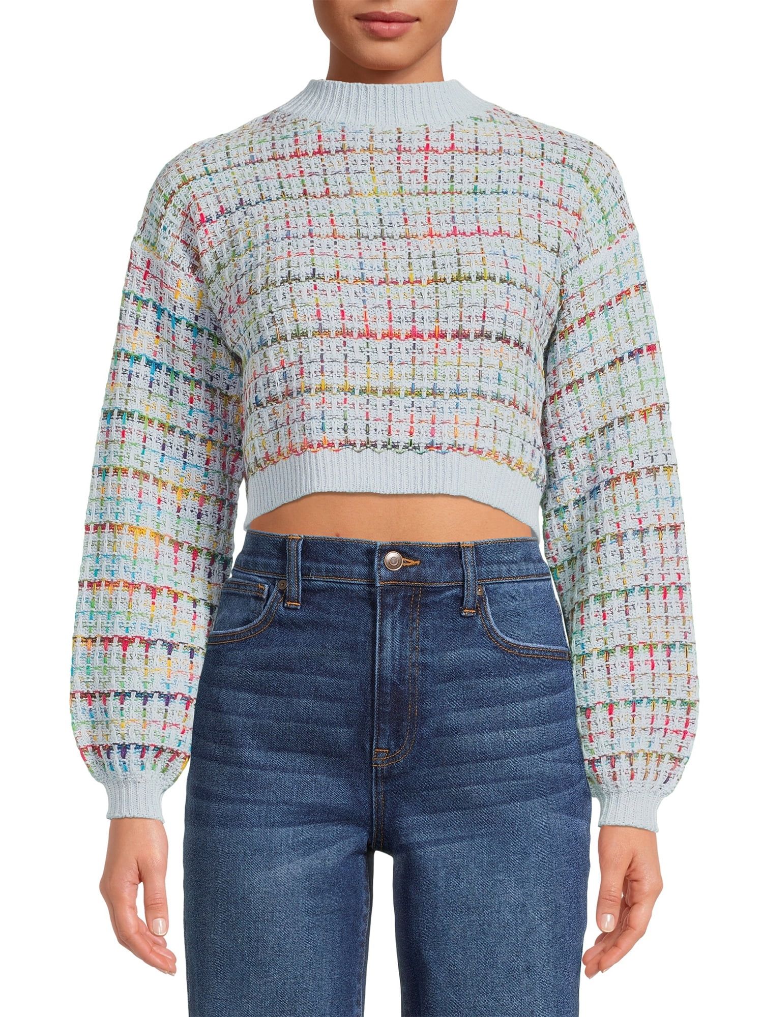 Dreamers by Debut Womens Striped Rainbow Pullover Long Sleeve Sweater - Walmart.com | Walmart (US)