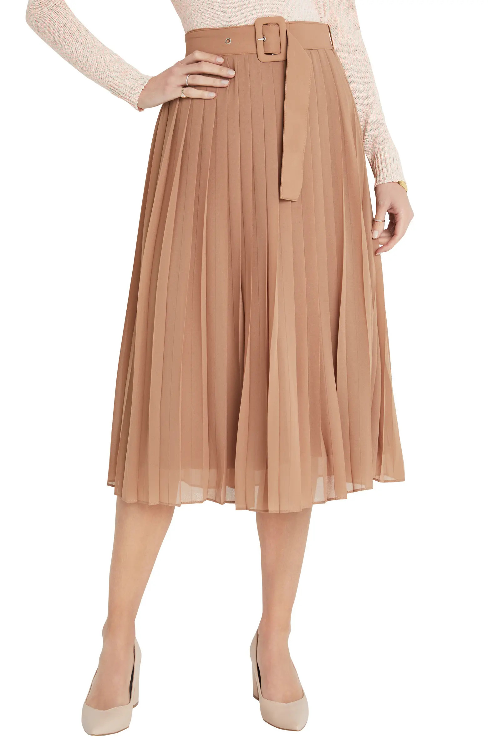 VICI Collection Belted Pleated Midi Skirt | Nordstrom | Nordstrom