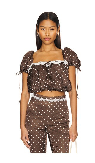 Chocolate Dot Top in Chocolate | Revolve Clothing (Global)