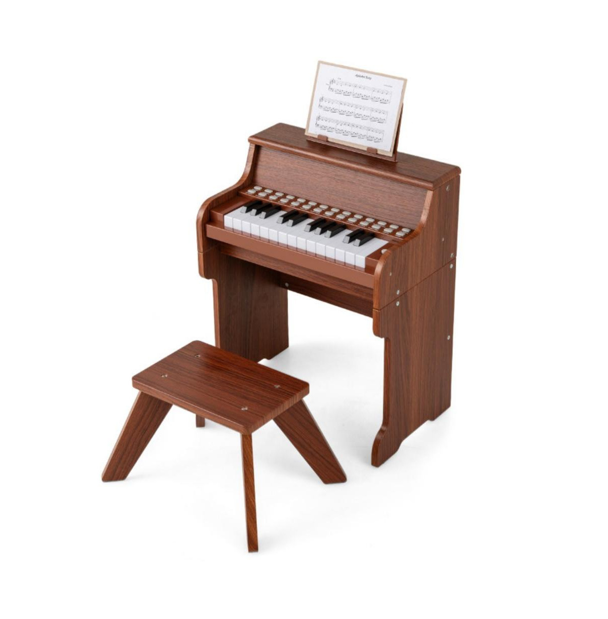 Hongge 25 Key Mini Digital Piano with Stool - Brown | Macy's