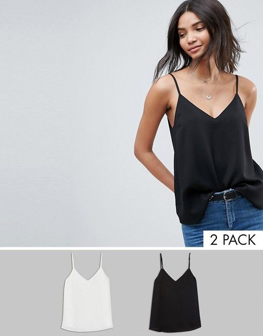 ASOS DESIGN swing cami with double layer 2 pack | ASOS US