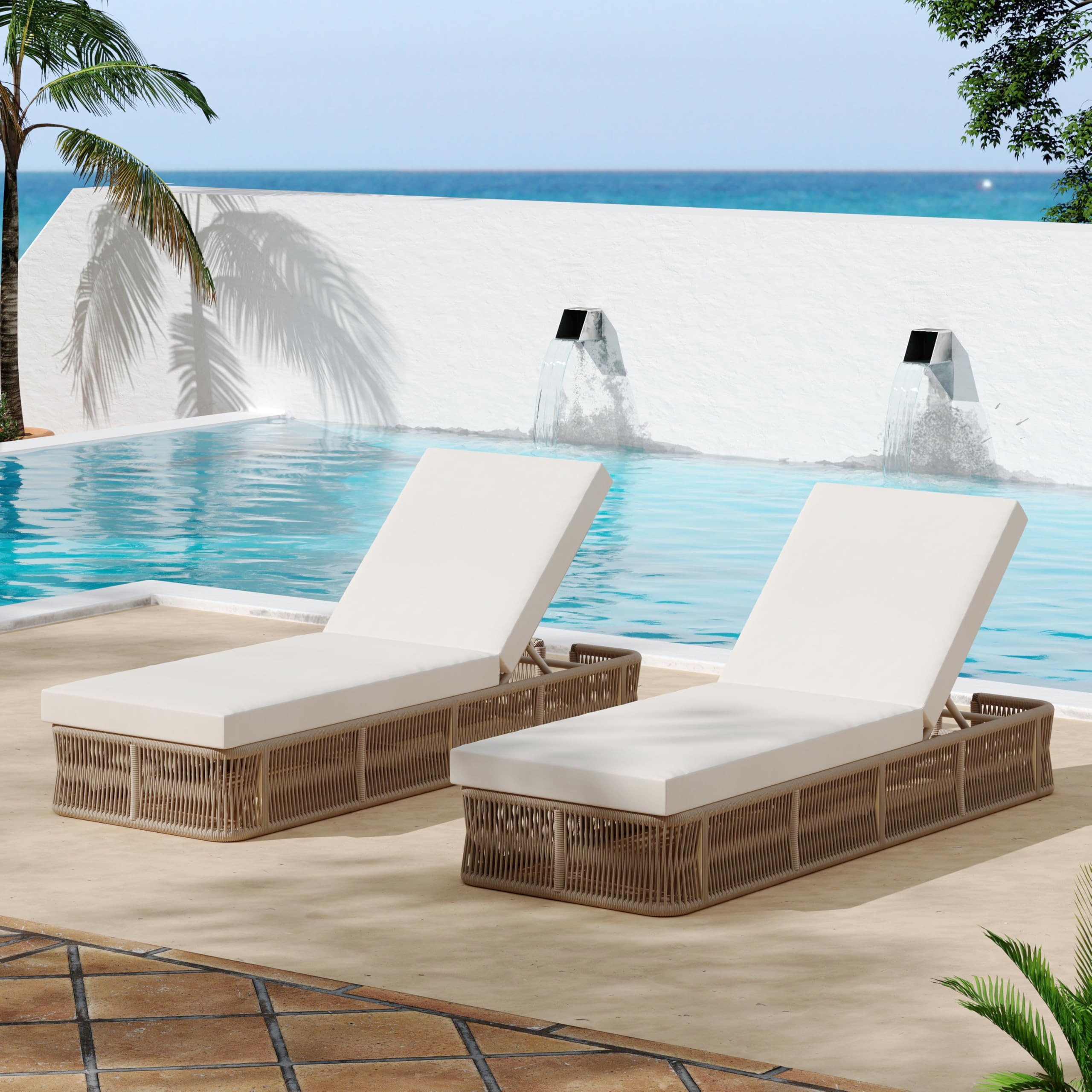 Christopher Knight Home Xayo Set of 2 Patio Chaise Lounge Chair Outdoor with 4-Thick Cushion, Met... | Amazon (US)