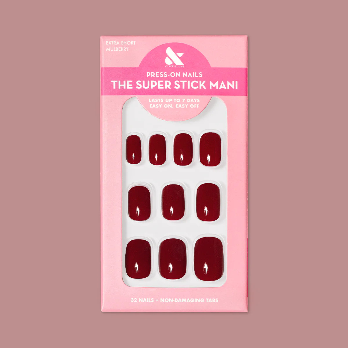 Mulberry | Extra Short | Squoval - Tab Press-On | Olive & June