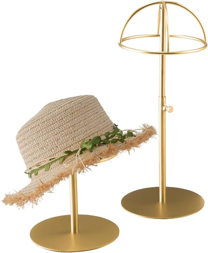 MCKECHSION Hat Display Stand 2PCS Stainless Steel Brushed Nickel Titanium Hat Stand Metal Golden ... | Amazon (US)