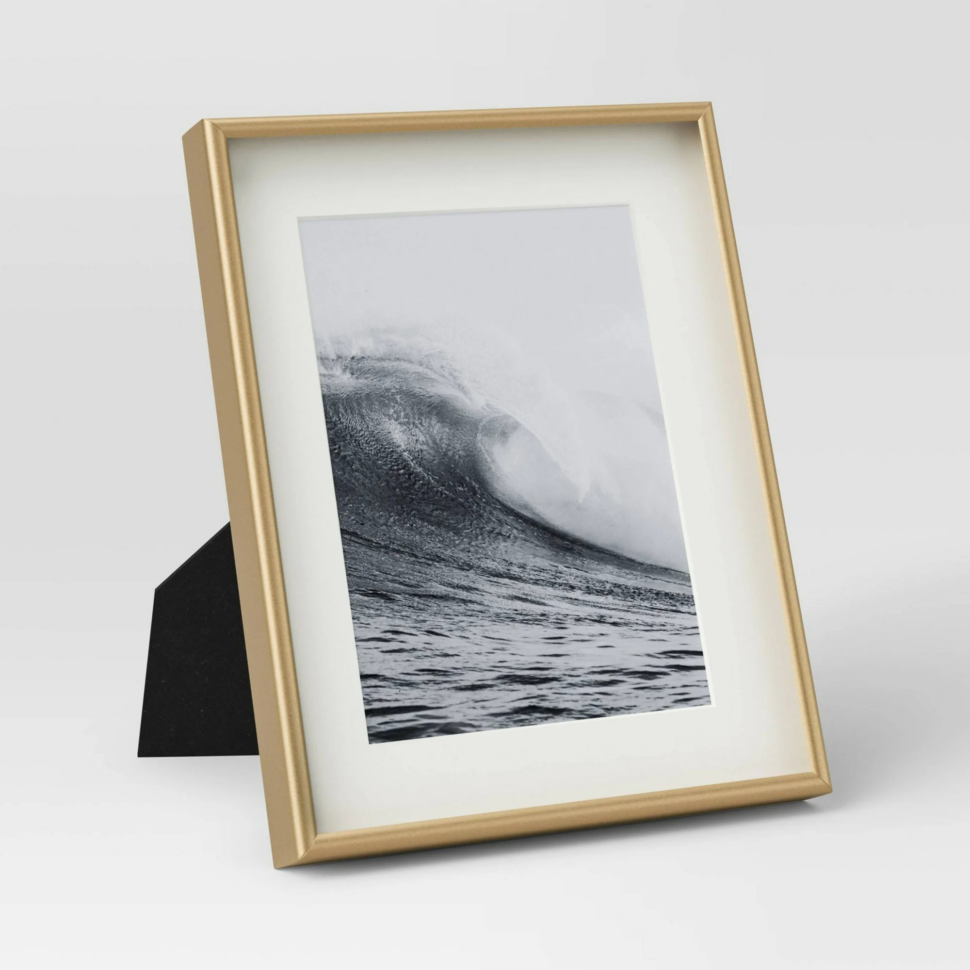 8"x10" Deep Profile Metal Table Frame Brass - Modern Style, Easel Back, Die Cut Mat, Steel Materi... | Walmart (US)